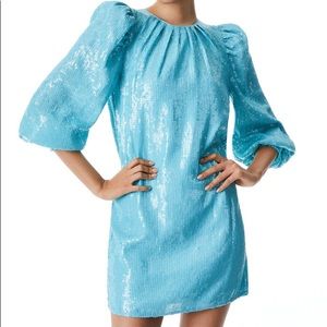 Alice and Olivia - Pauletta Sequin Tunic Dress in Aqua, Small